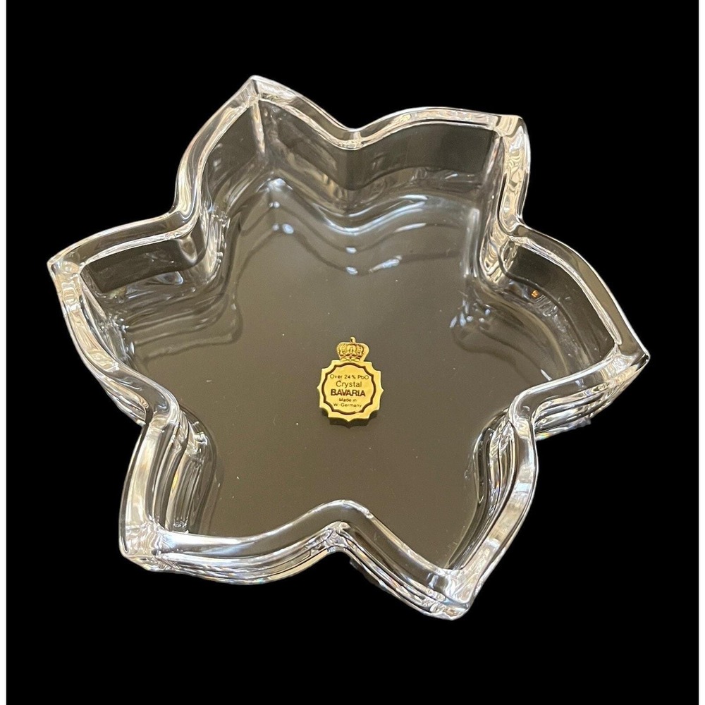 Vintage Full Lead Crystal Star Shaped Trinket‎ Dish w/ Lid Bavaria W. Germany - Picture 6 of 11